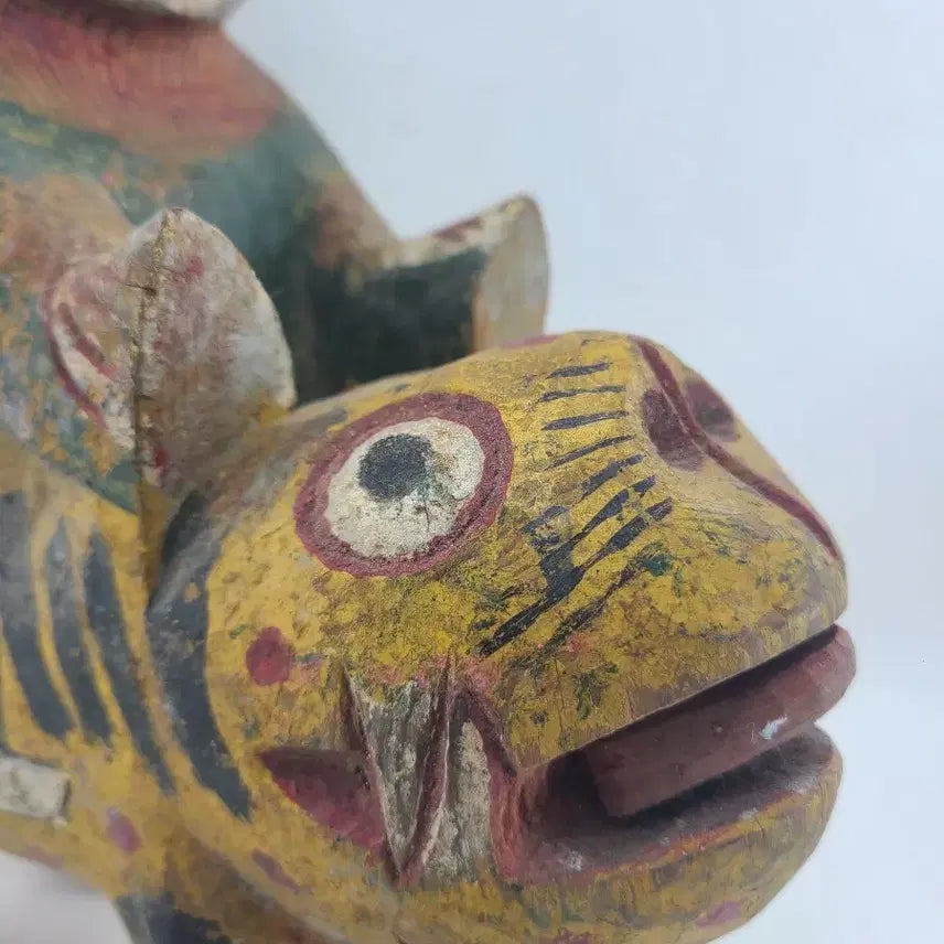 [BUNJANG] Wooden Tiger Rider Sculpture Ornament / 호랑이 탄 사람 나무 조각상 장식품
