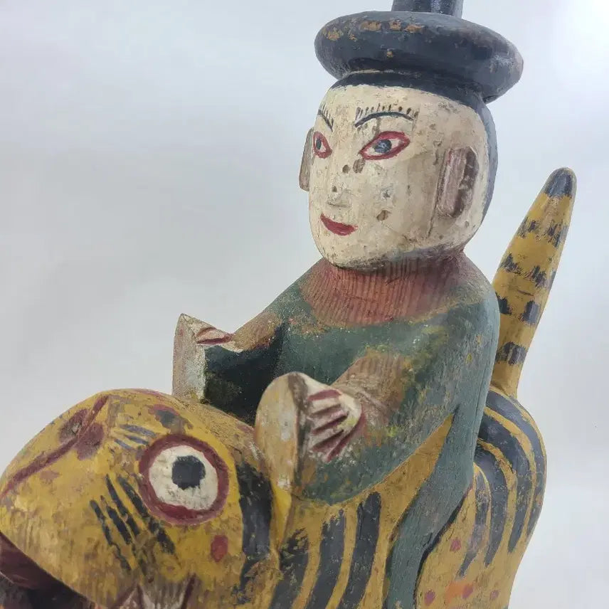 [BUNJANG] Wooden Tiger Rider Sculpture Ornament / 호랑이 탄 사람 나무 조각상 장식품