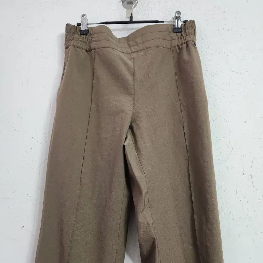 [BUNJANG] Khaki Wide Waistband Pants / 카키색 허리밴딩 와이드 팬츠
