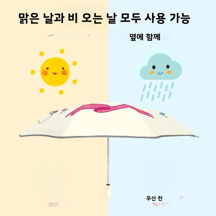 [BUNJANG] Rabbit and Bear Round Edge Automatic Umbrella / 어린이 우산 양산겸용 야광 안전 라운드테두리 자동우산 토끼와곰