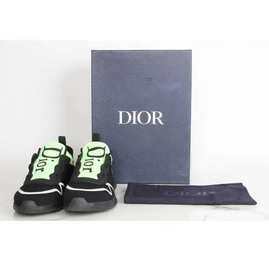 [BUNJANG] Dior B21 Neon Sneakers Black Green 44 / 디올 B21 네온 스니커즈 블랙 그린 44(290)