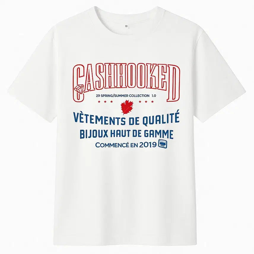 [BUNJANG] CASHHOOKED White Short Sleeve T-shirt / CASHHOOKED 화이트 반팔 티셔츠