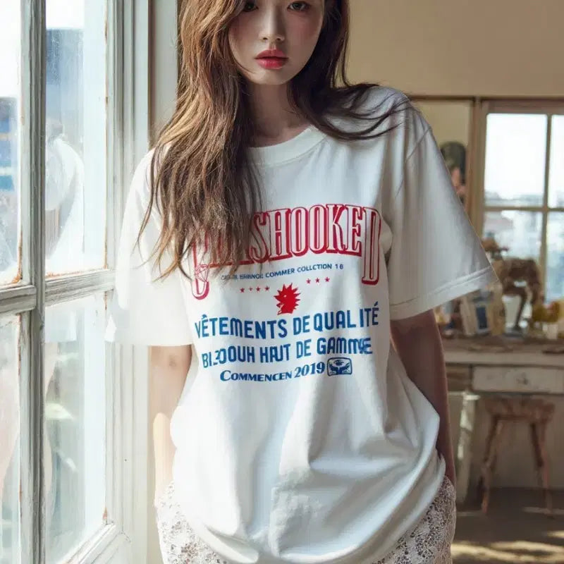 [BUNJANG] CASHHOOKED White Short Sleeve T-shirt / CASHHOOKED 화이트 반팔 티셔츠
