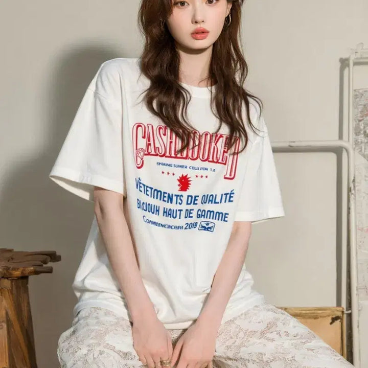 [BUNJANG] CASHHOOKED White Short Sleeve T-shirt / CASHHOOKED 화이트 반팔 티셔츠
