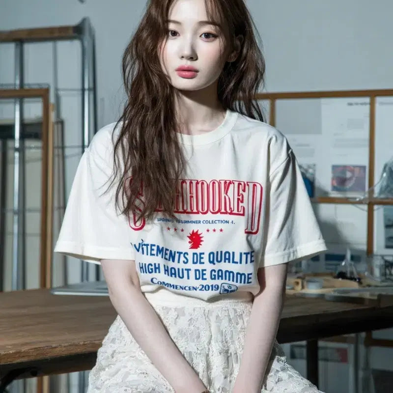 [BUNJANG] CASHHOOKED White Short Sleeve T-shirt / CASHHOOKED 화이트 반팔 티셔츠