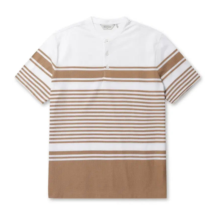 [BUNJANG] Brentwood Striped Henley Neck T-shirt / 브렌우드 티셔츠 새제품