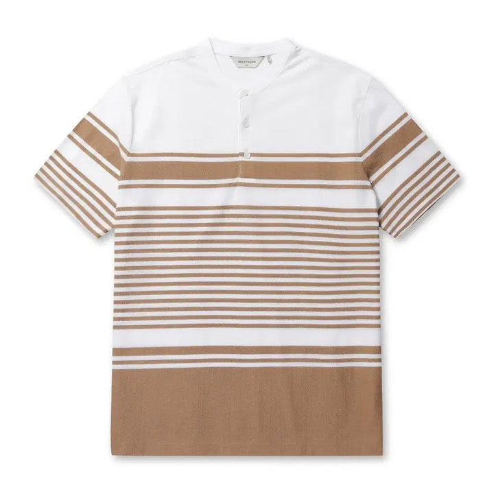 [BUNJANG] Brentwood Striped Henley Neck T-shirt / 브렌우드 티셔츠 새제품