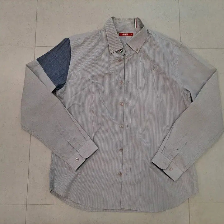 [BUNJANG] JDX Striped Long Sleeve Shirt Denim 105 / JDX 스트라이프 긴팔 셔츠 데님 배색 105
