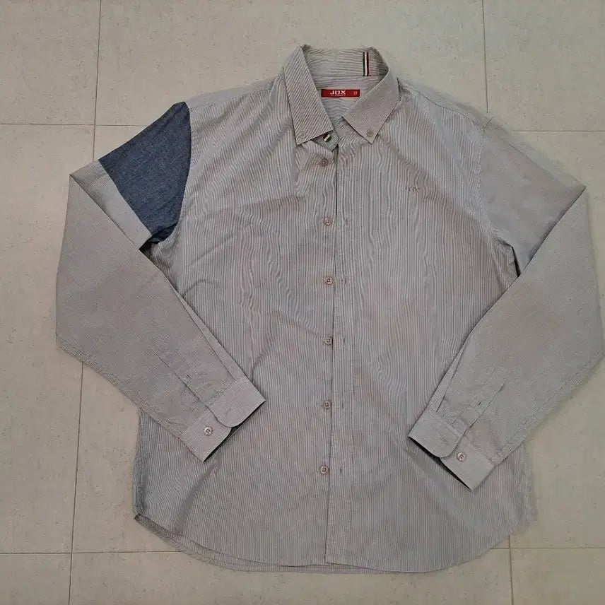[BUNJANG] JDX Striped Long Sleeve Shirt Denim 105 / JDX 스트라이프 긴팔 셔츠 데님 배색 105