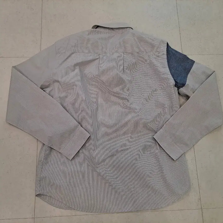 [BUNJANG] JDX Striped Long Sleeve Shirt Denim 105 / JDX 스트라이프 긴팔 셔츠 데님 배색 105