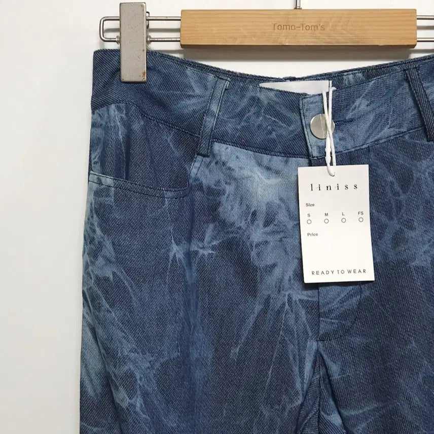 [BUNJANG] LINISS Shirred Denim Pattern Pants / 리니스(LINISS) 셔링 데님 패턴 팬츠 와이드 유니크 디자이너 팬츠