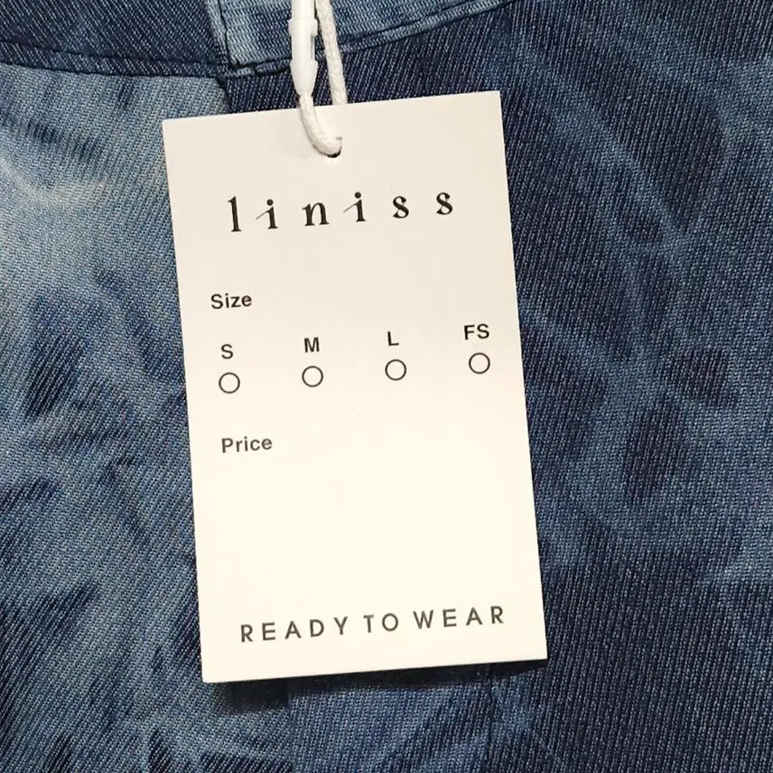 [BUNJANG] LINISS Shirred Denim Pattern Pants / 리니스(LINISS) 셔링 데님 패턴 팬츠 와이드 유니크 디자이너 팬츠