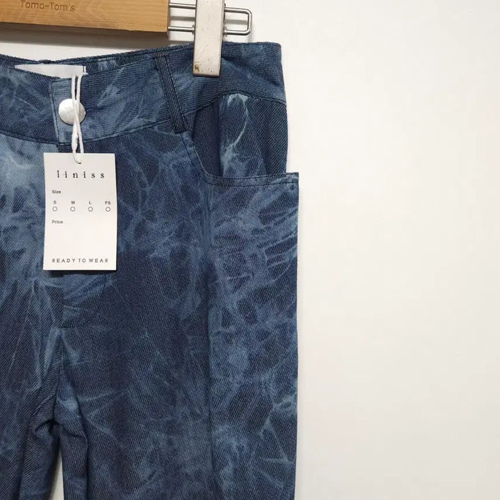 [BUNJANG] LINISS Shirred Denim Pattern Pants / 리니스(LINISS) 셔링 데님 패턴 팬츠 와이드 유니크 디자이너 팬츠