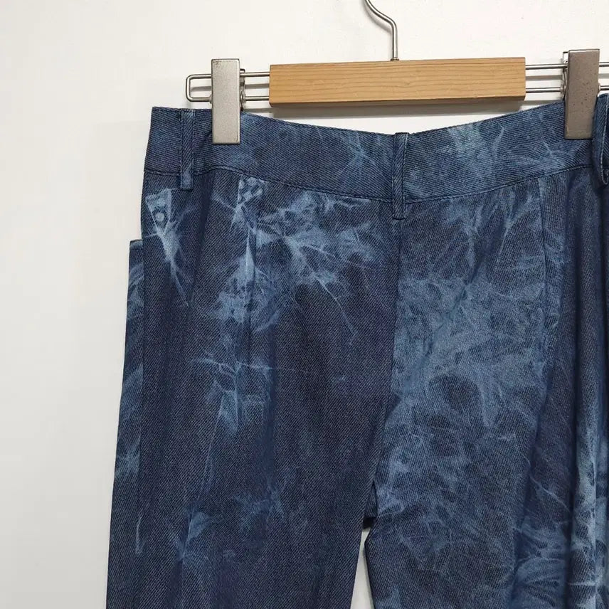 [BUNJANG] LINISS Shirred Denim Pattern Pants / 리니스(LINISS) 셔링 데님 패턴 팬츠 와이드 유니크 디자이너 팬츠