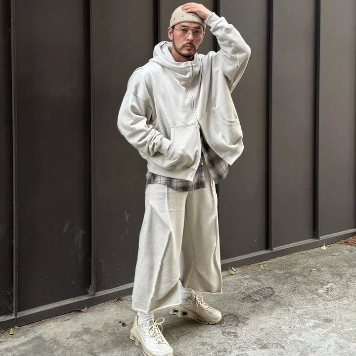 [BUNJANG] Freerunnore Refined Huge Hooded Zip-Up - Oatmeal / 새상품) 프리노어 리파인드 휴즈 후드 집업 - 오트밀
