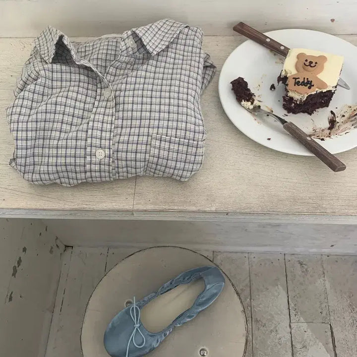 [SOLD OUT] 리넨느 베이지블루 체크셔츠