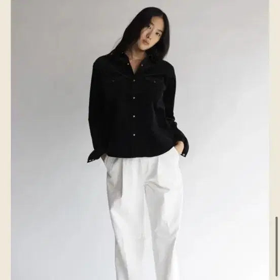 [SOLD OUT] 새상품)파크투 벨벳 웨스턴 셔츠 블랙