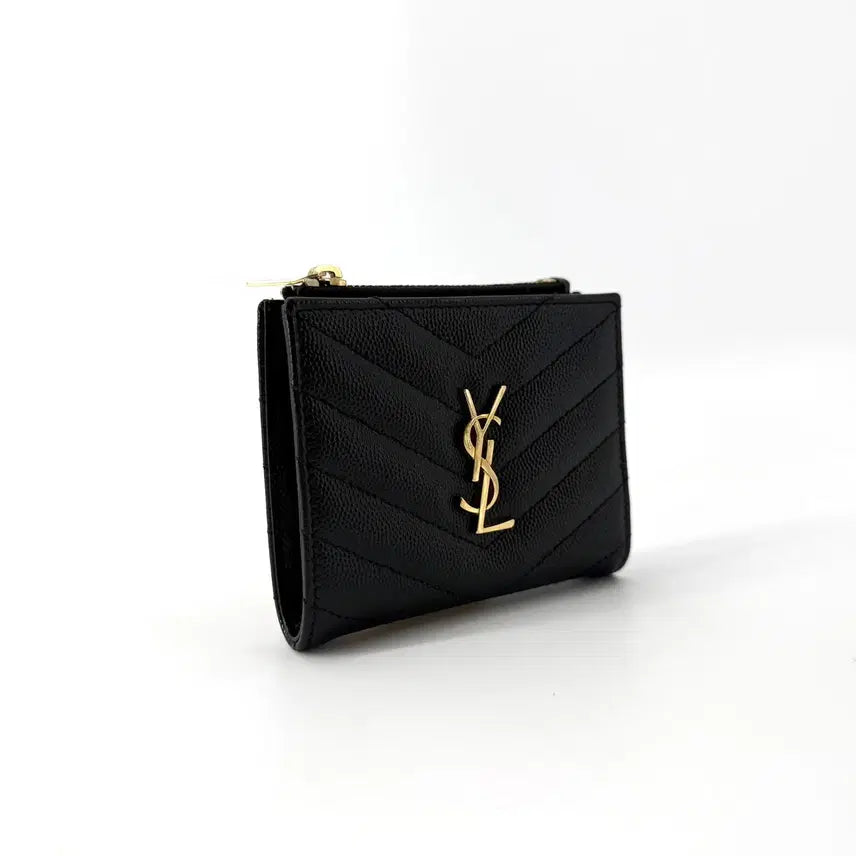[BUNJANG] Saint Laurent Monogram Quilted Zip Wallet / 생로랑 금장 모노그램 퀼팅 지퍼 반지갑 575879