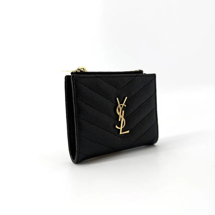 [BUNJANG] Saint Laurent Monogram Quilted Zip Wallet / 생로랑 금장 모노그램 퀼팅 지퍼 반지갑 575879