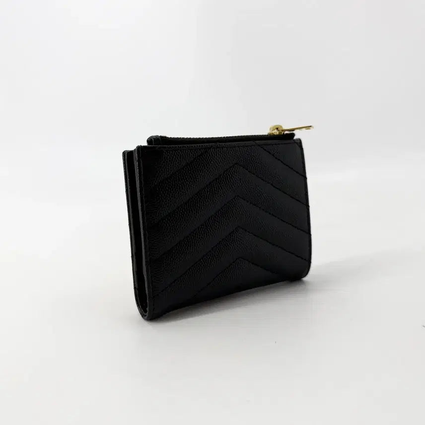 [BUNJANG] Saint Laurent Monogram Quilted Zip Wallet / 생로랑 금장 모노그램 퀼팅 지퍼 반지갑 575879