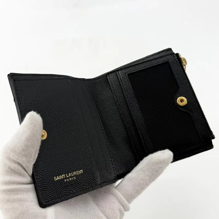 [BUNJANG] Saint Laurent Monogram Quilted Zip Wallet / 생로랑 금장 모노그램 퀼팅 지퍼 반지갑 575879
