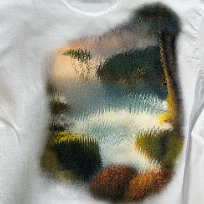 [BUNJANG] Wooyoungmi Blur Graphic T-shirt White / [44] 우영미 블러 그래픽 티셔츠 화이트 - 24SS