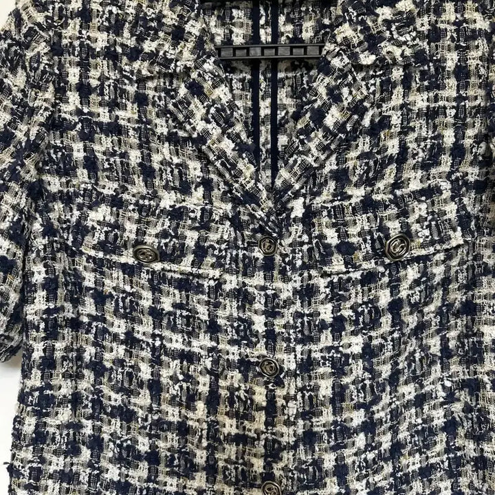 [BUNJANG] Jill Stuart Tweed Short Sleeve Jacket Black White / 질스튜어트트위드 반팔 자켓 블랙 화이트.