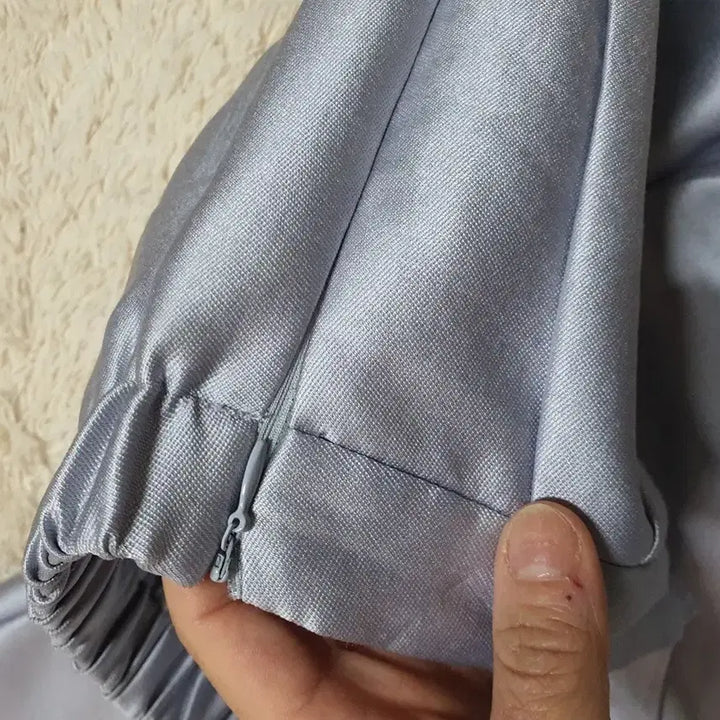 [BUNJANG] Silver Glossy Set Up Blouse and Shorts / 실버 광택 셋업 반팔 블라우스 반바지