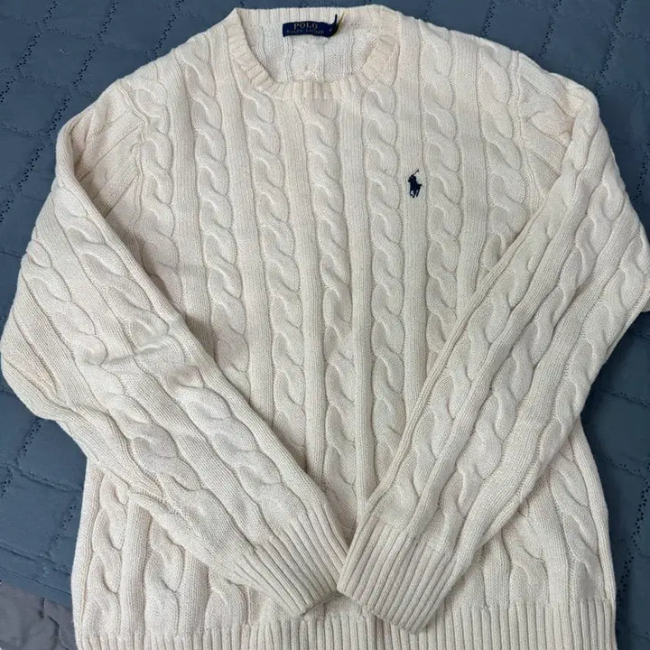 [BUNJANG] Polo Cable Knit Sweater Ivory M / 병행x 정품 폴로 케이블니트 아이보리