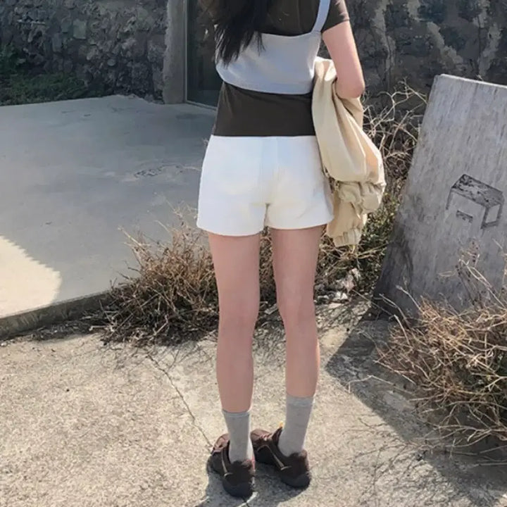 [BUNJANG] Ganesra Ordinaire Stunning Ivory Short Denim White Shorts / 가내스라 오디네르 스터닝 아이보리 숏데님 흰반바지 화이트팬츠
