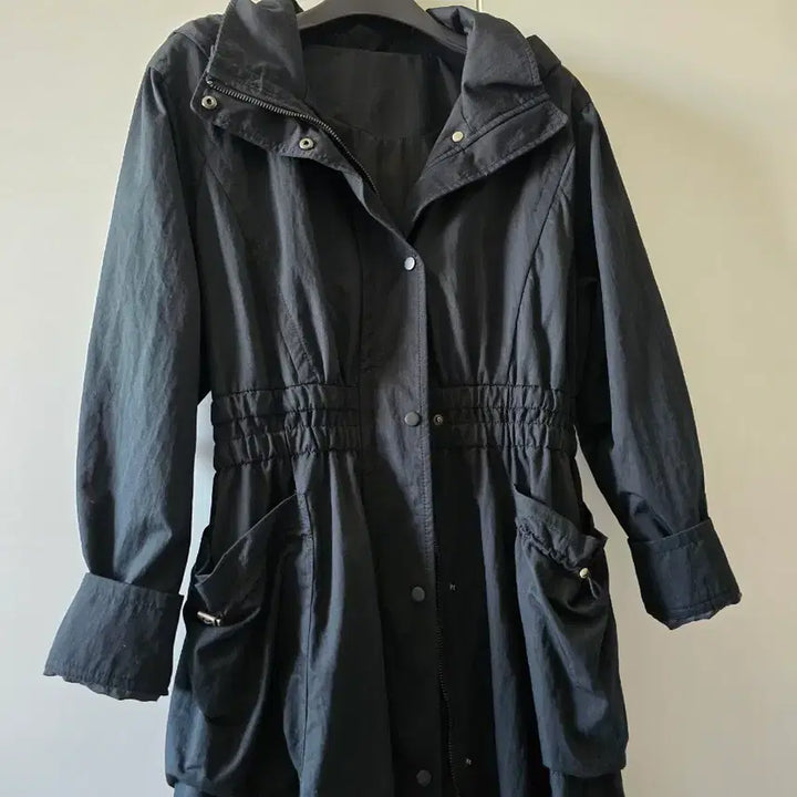 [BUNJANG] Egoist Black Hooded Long Parka Jacket / 블랙 후드 롱 야상 점퍼 에고이스트