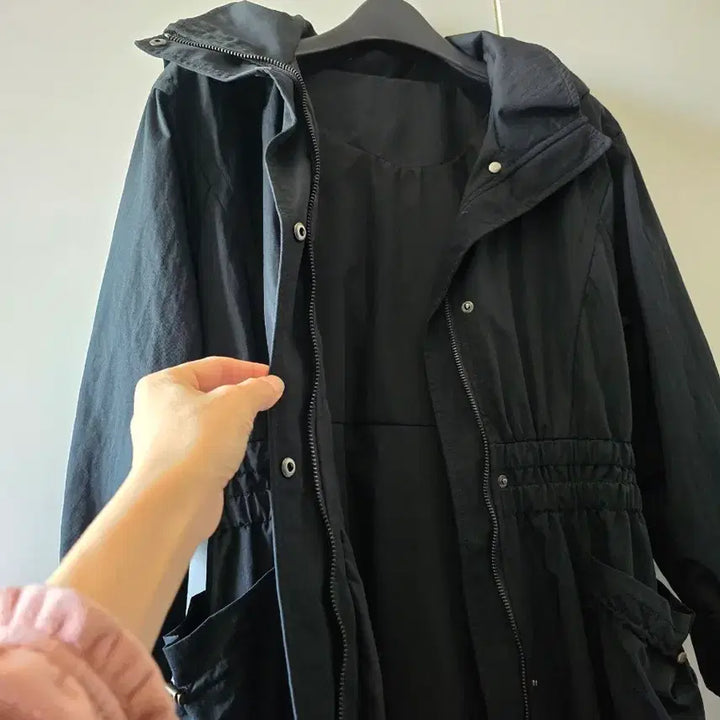 [BUNJANG] Egoist Black Hooded Long Parka Jacket / 블랙 후드 롱 야상 점퍼 에고이스트