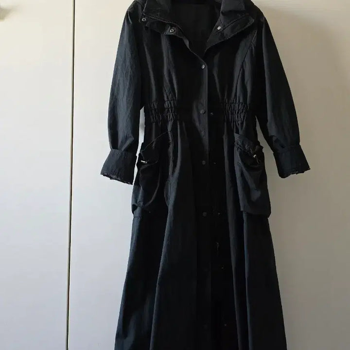 [BUNJANG] Egoist Black Hooded Long Parka Jacket / 블랙 후드 롱 야상 점퍼 에고이스트