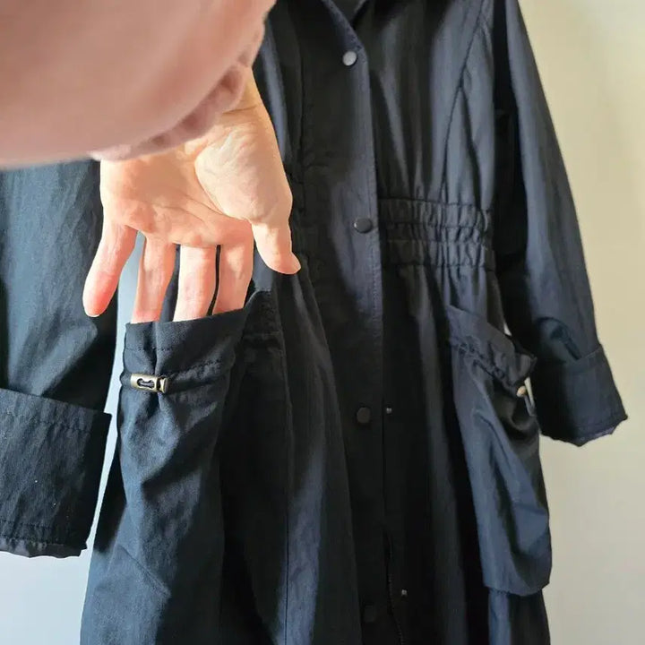 [BUNJANG] Egoist Black Hooded Long Parka Jacket / 블랙 후드 롱 야상 점퍼 에고이스트