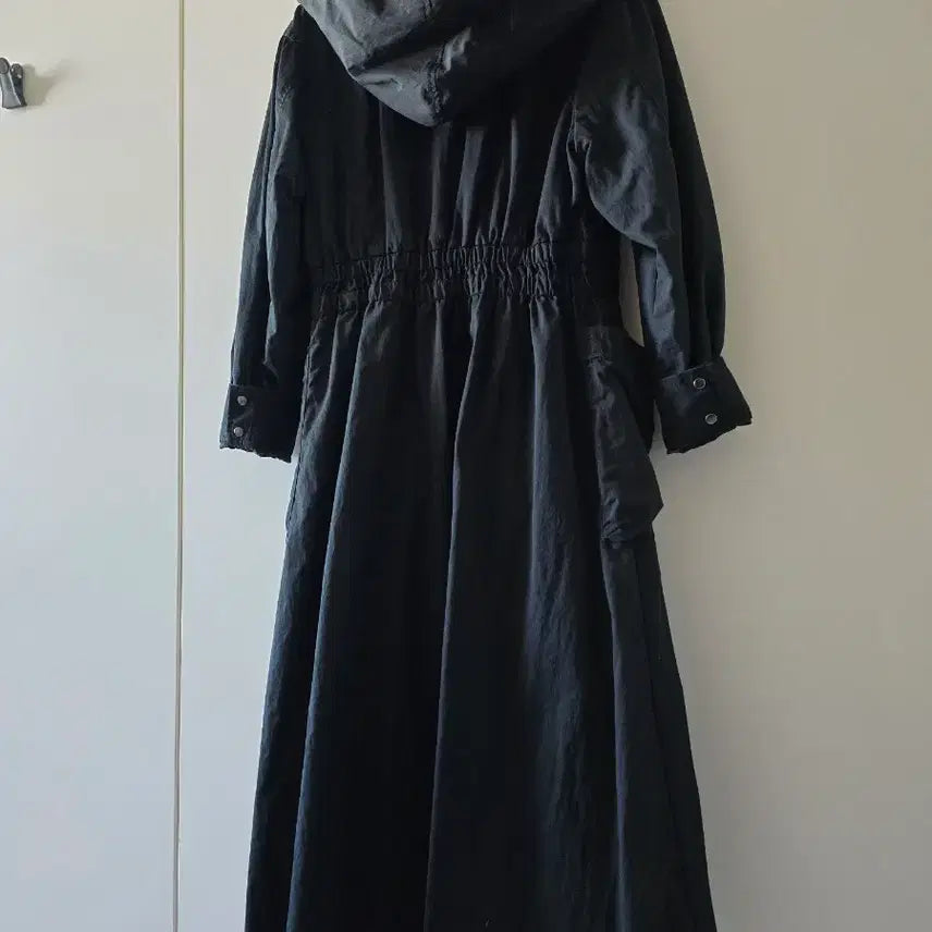 [BUNJANG] Egoist Black Hooded Long Parka Jacket / 블랙 후드 롱 야상 점퍼 에고이스트