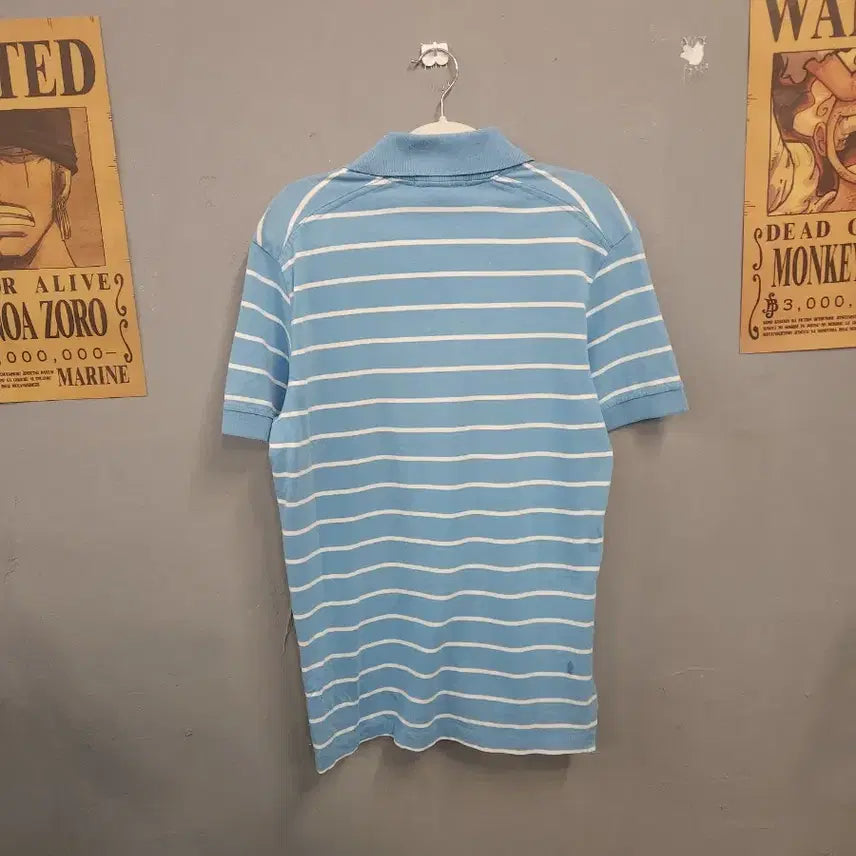 [BUNJANG] Stone Island Blue Striped Polo Shirt / 스톤아일랜드 블루 스트라이프 반팔 카라티