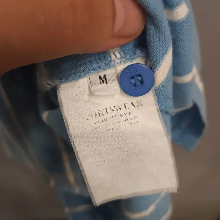 [BUNJANG] Stone Island Blue Striped Polo Shirt / 스톤아일랜드 블루 스트라이프 반팔 카라티