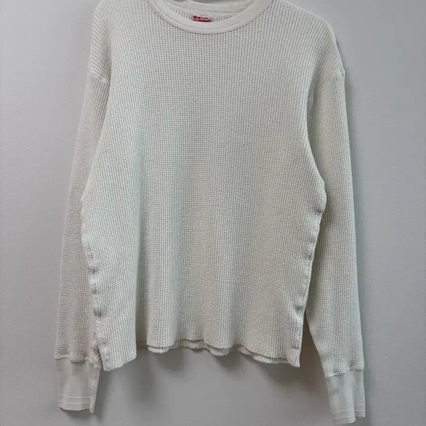[BUNJANG] White Waffle Long Sleeve T-Shirt (Size M) / 화이트 와플 긴팔 티셔츠 M