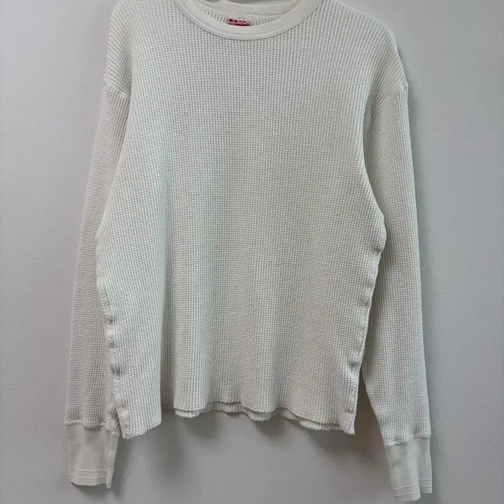 [BUNJANG] White Waffle Long Sleeve T-Shirt (Size M) / 화이트 와플 긴팔 티셔츠 M