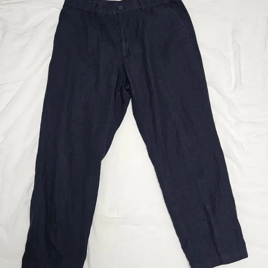[SOLD OUT] 유니클로 네이비 색상 남성 린넨 밴딩 앵클 팬츠 바지 M(78~84cm)
