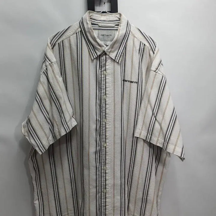 [BUNJANG] Carhartt WIP Quentin Seersucker Stripe Short Sleeve Shirt L / 칼하트 wip 반팔 셔츠 퀜틴 시어서커 스트라이프 남방 L