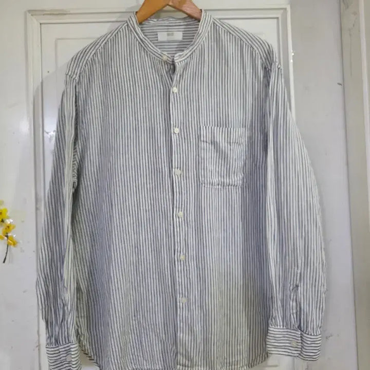 [BUNJANG] Linen Striped Shirt / 봄 여름  마  린넨 고급스러운  남방셔츠  가슴단면