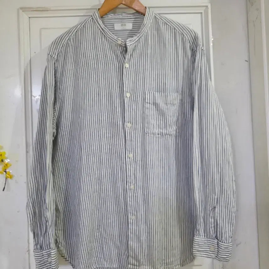 [BUNJANG] Linen Striped Shirt / 봄 여름  마  린넨 고급스러운  남방셔츠  가슴단면