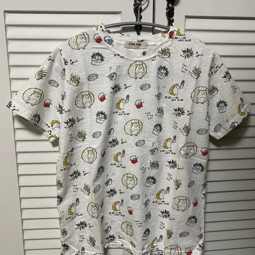 [BUNJANG] Kitsch Vintage Slab Hedgehog Short Sleeve T-shirt / 키치 빈티지 슬라브 고슴도치 반팔 티셔츠
