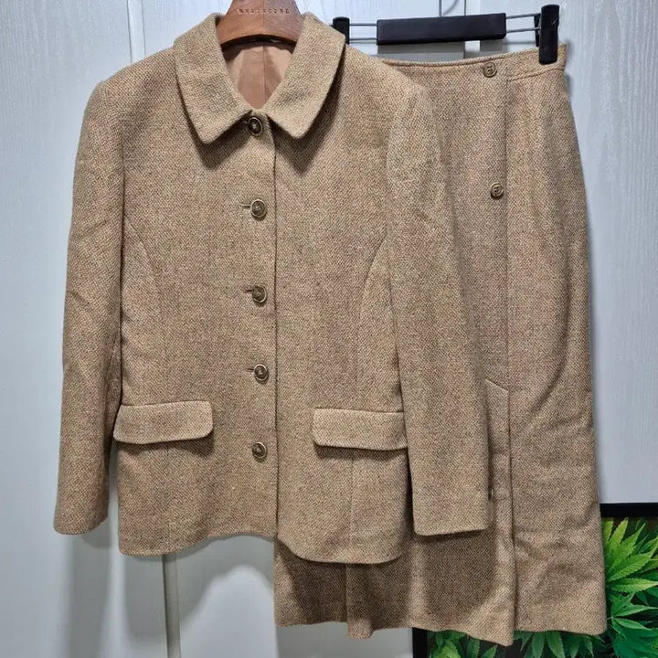[BUNJANG] Vintage Brown Tweed Skirt Set / (세일)JPN빈티지. 브라운 트위드 스커트 세트