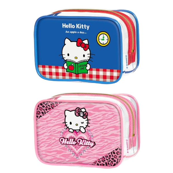 [BUNJANG] Sanrio Hello Kitty Retro Clear Pouch / [당일발송]키티 투명 파우치 다용도 갸루 레트로 고전 고고걸 레오파트