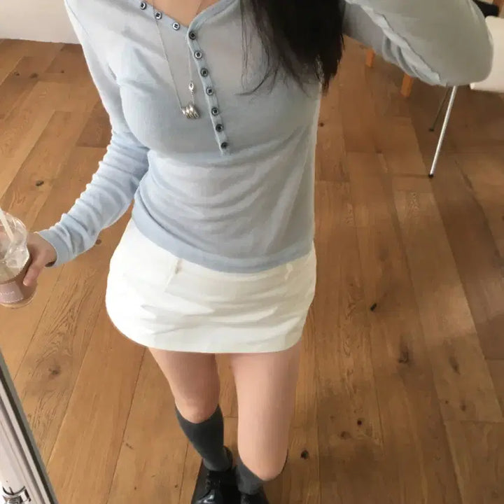 [SOLD OUT] 아워캐비넷 fairy button tee 페어리 버튼 티 스카이블루