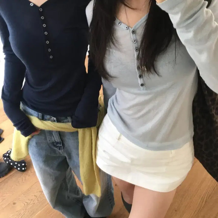 [SOLD OUT] 아워캐비넷 fairy button tee 페어리 버튼 티 스카이블루
