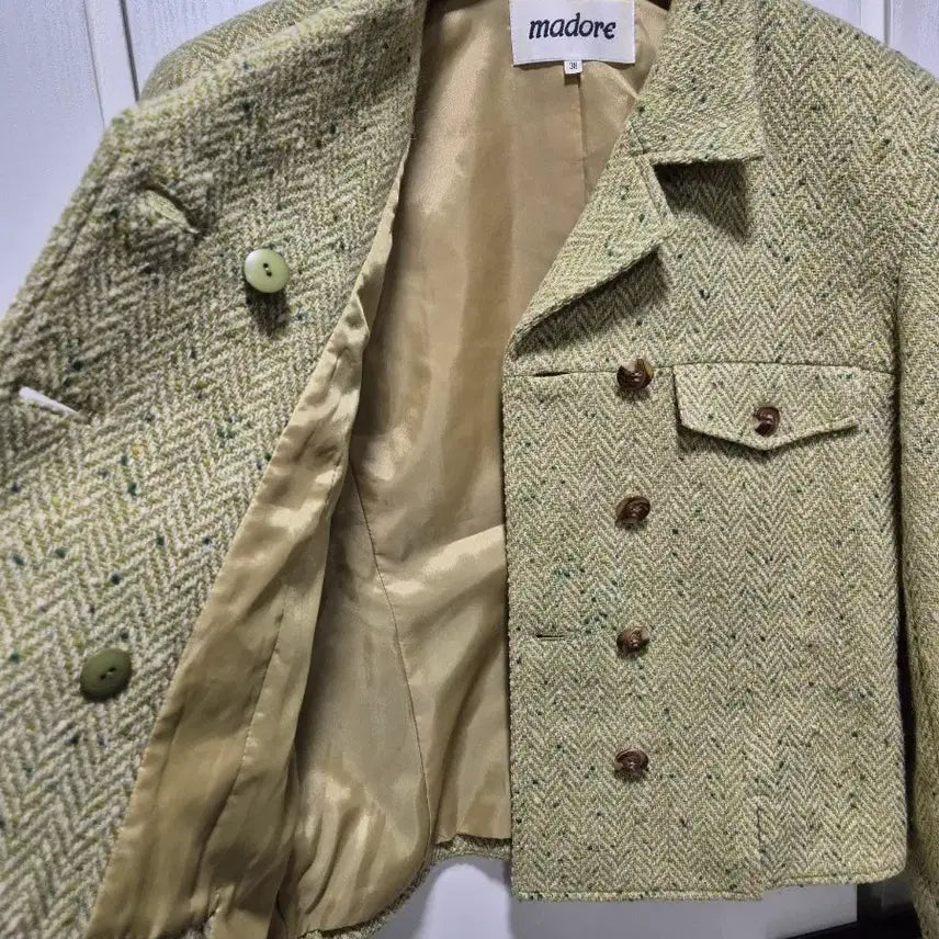 [BUNJANG] Madore Tweed Set Olive / (세일)JPN빈티지.madore 트위드 셋트 올리브