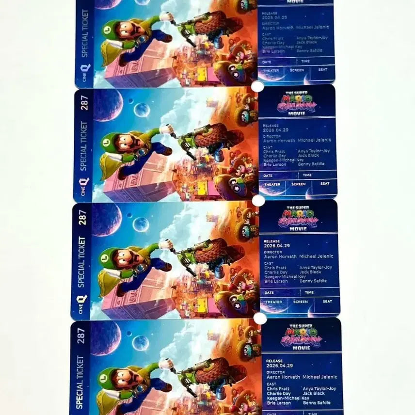 [BUNJANG] Super Mario Galaxy Special Ticket CineQ Exclusive Merchandise Set (2 Types) / 2종 1세트) 슈퍼 마리오 갤럭시 스페셜티켓 씨네큐 특전 굿즈